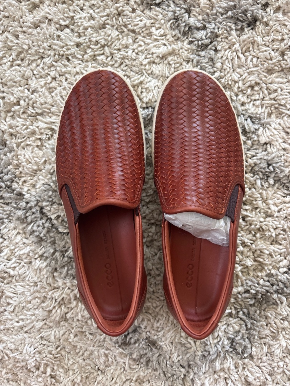 ECCO Women's Soft 7 Woven Slip-On sneaker in Cognac Brown - Picture 2 of 3